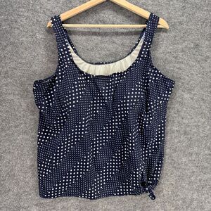 Le Cove Tankini Top Women 26W Plus Blue Polka Dot Push Up Lined Sleeveless Swim